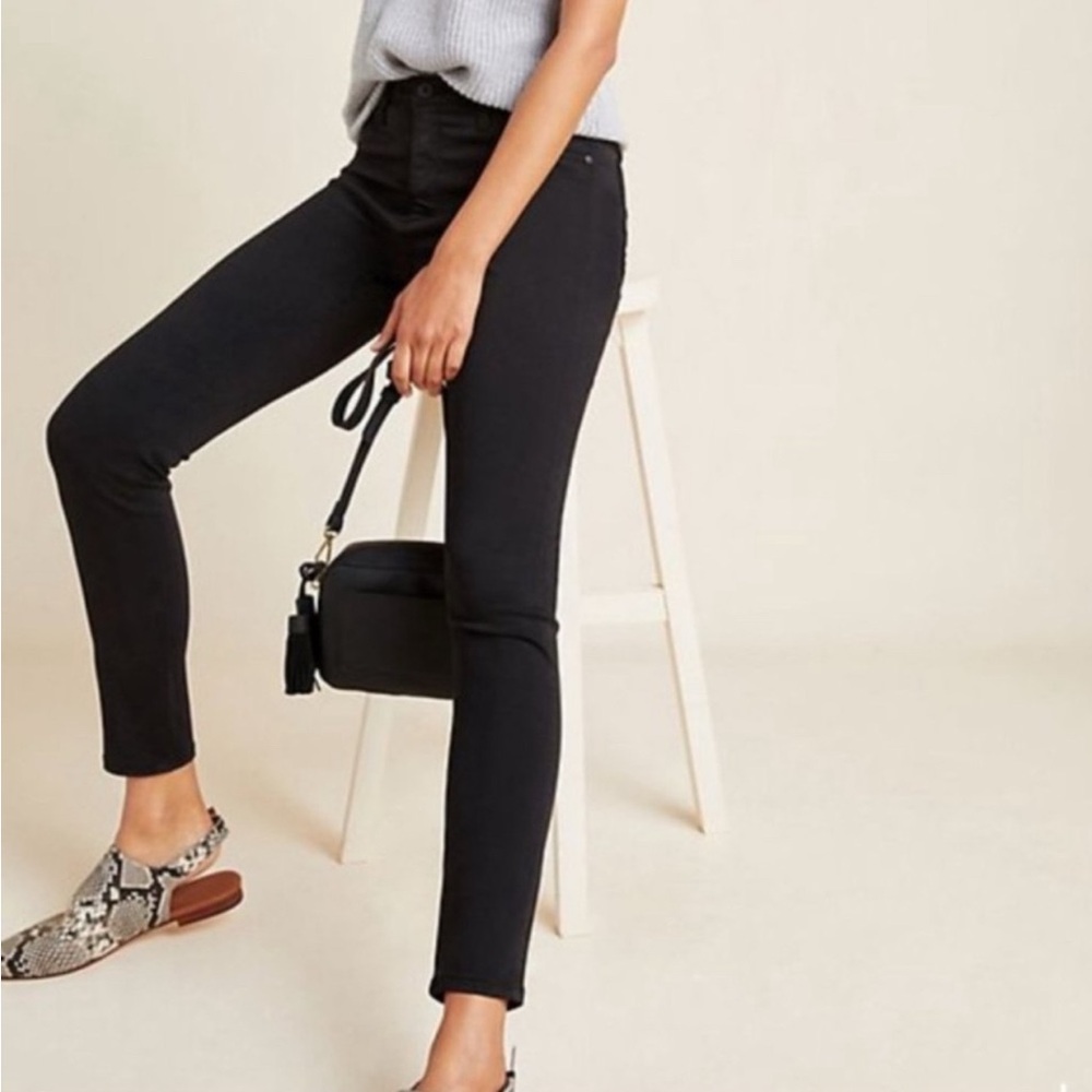 Anthropologie Adriano Goldschmied‎ Abbey Ankle Midrise Stretch Black Jean Sz:29R
